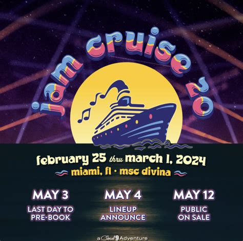 Jam cruise 2024 - Jam Cruise 20 returns to PortMiami on March 1, 2024. Disembarkation is scheduled to begin at 7:00 AM on March 1, 2024. When booking a return flight out of Miami, MSC recommends choosing one that depart after 12:30 PM EST. If flying from Fort Lauderdale, MSC recommends flights that take off after 1:30 PM EST.